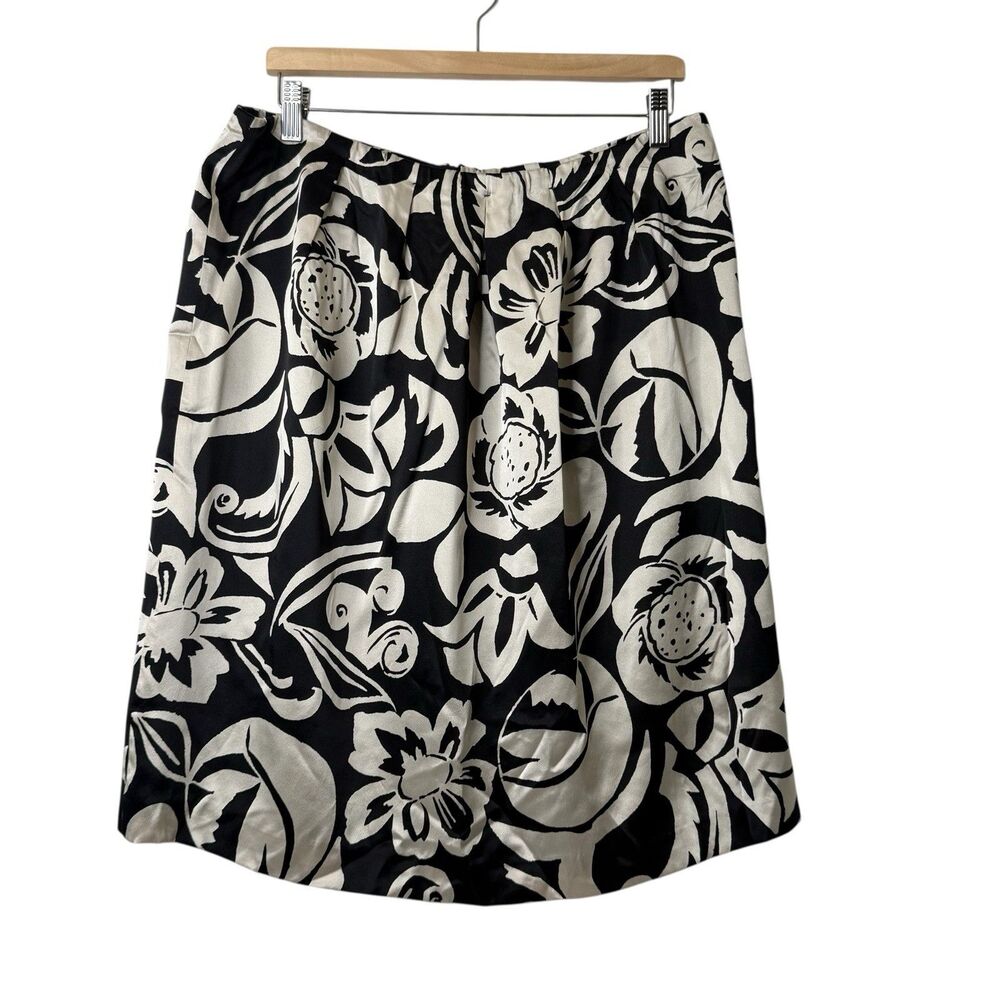 Talbots Collection Pure 100% Silk A Line Skirt Plus Sz 16 Floral Back Zip Career